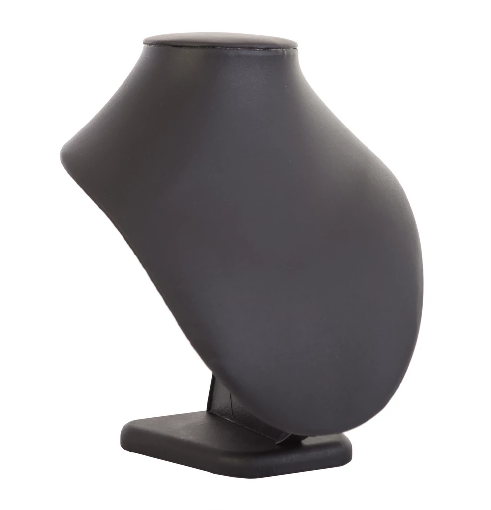 Nyaklánc display, műbőr, FEKETE, 220 mm