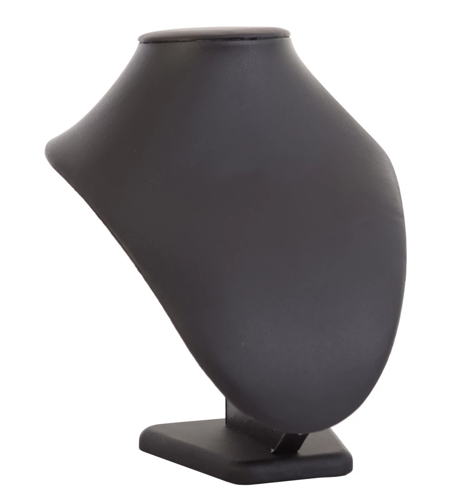 Nyaklánc display, műbőr, FEKETE, 250 mm