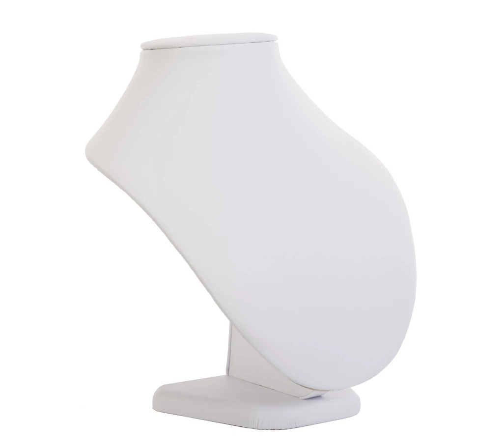 Nyaklánc display, műbőr, TÖRTFEHÉR, 220 mm