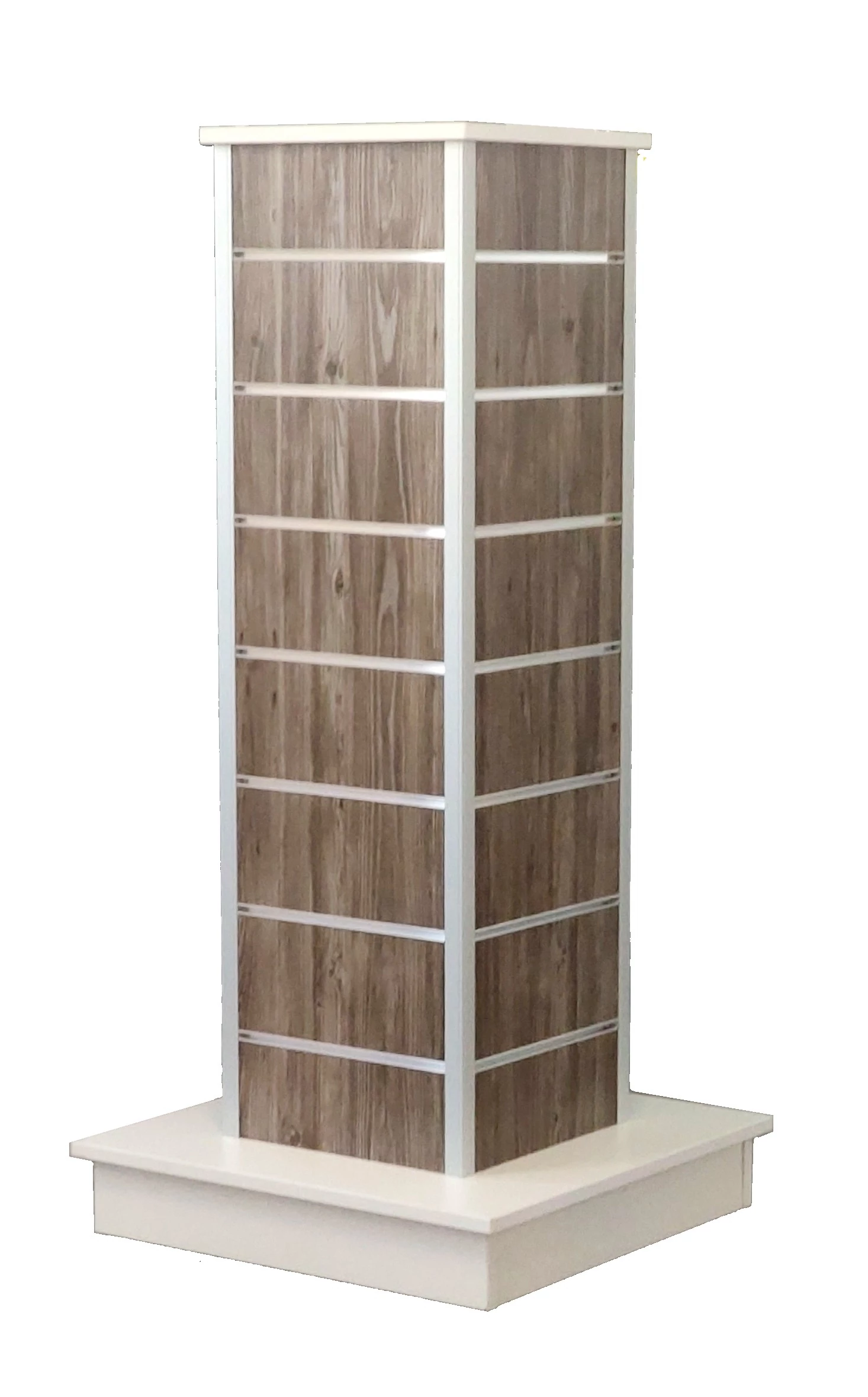 Hasáb gondola alusínes panelből 1290 x 350 x 350 mm Drift Wood Provenza F16 15 cm osztás, fehér tető és lábazati rész