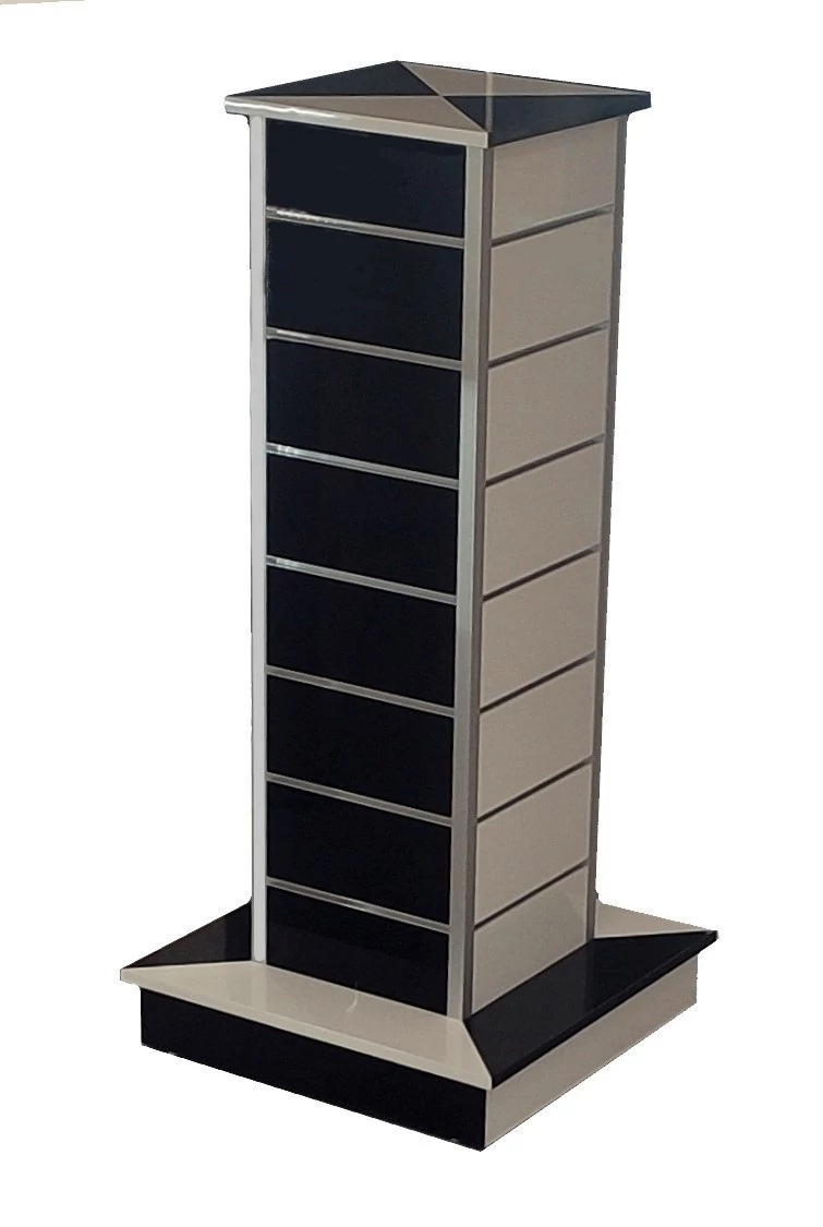 Hasáb gondola alusínes panelből 1300 x 340 x 340 mm MAGASFÉNYŰ FEKETE és MAGASFÉNYŰ FEHÉR 15 cm osztás PEPITA