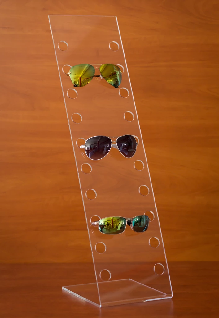 Szemüvegtartó, 10 férőhelyes, 180 x 700 mm, asztali