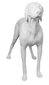 Kutya kirakati bábú, álló forma, Vizsla alak, FEHÉR