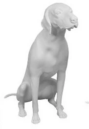 Kutya kirakati bábú, ülő forma, Vizsla alak, FEHÉR