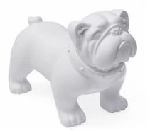 Kutya kirakati bábú,álló forma,Bulldog alak, FEHÉR