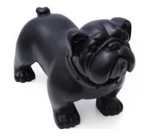 Kutya kirakati bábú,álló forma,Bulldog alak, FEKETE