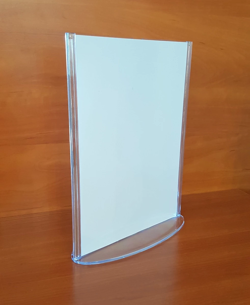A4 LAPTOK, plexi, kétoldalas, álló, ovális talpú, fröccsöntött