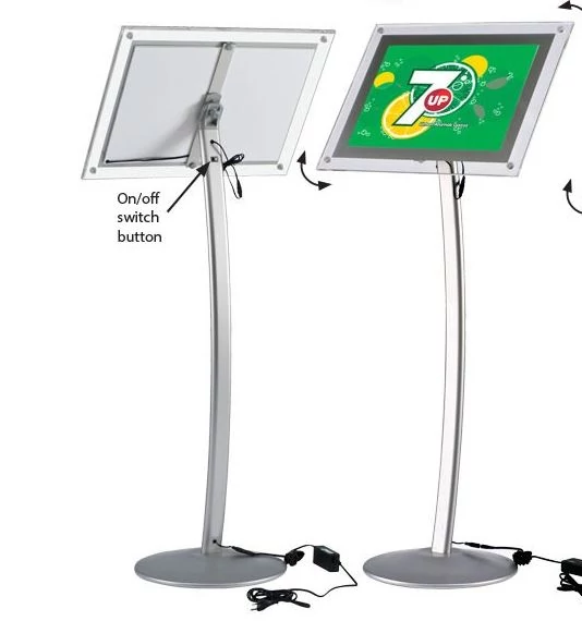 LED, íves infoállvány, Akril előlappal, A3 méret, EZÜST