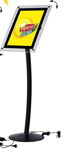 LED, íves infoállvány, Akril előlappal, A3 méret, FEKETE