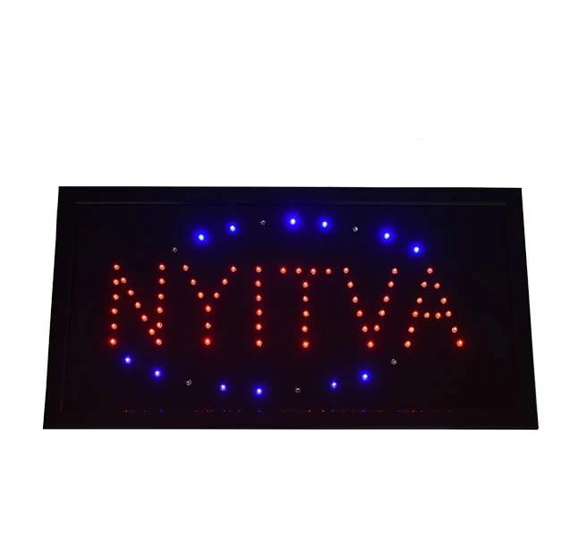 NYITVA LED tábla, piros, kék, 500 x 300 mm, hálózati csatlakozással, CSAK RENDELÉSRE, beszerzési idő: 1-2 hét