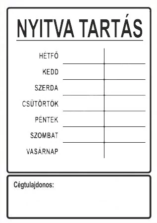 NYITVA TARTÁS matrica öntapadós (UV álló kültéri festék) - fehér