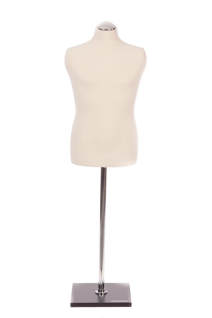 Gyermek szabóbaba, 130-145 cm, EKRÜ huzattal, krómcső lábbal, FEKETE talppal