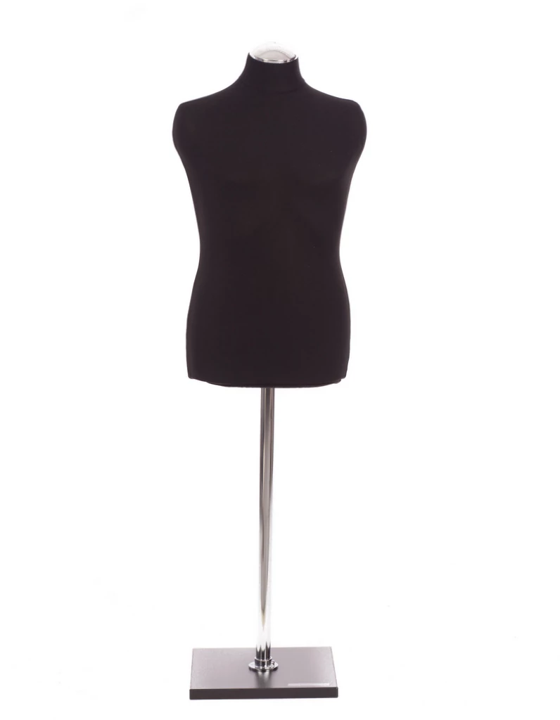 Gyermek szabóbaba, 130-145 cm, FEKETE huzattal, krómcső lábbal, FEKETE talppal