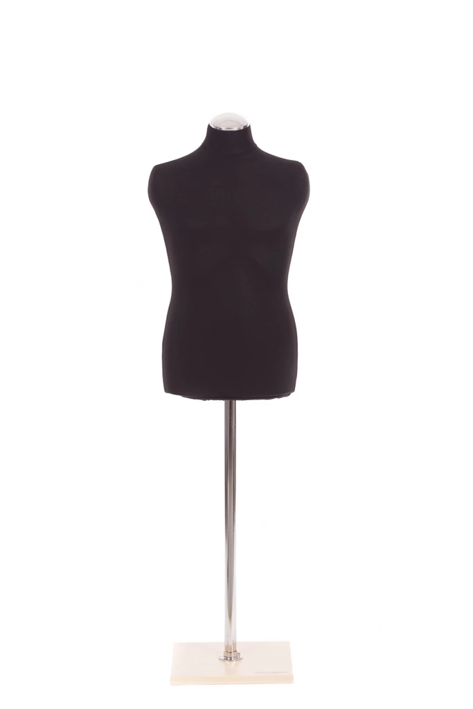 Gyermek szabóbaba, 130-145 cm, FEKETE huzattal, krómcső lábbal, JUHAR talppal