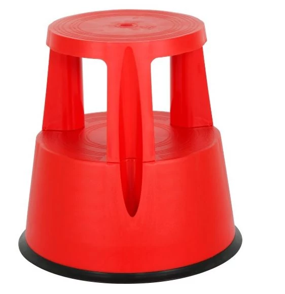 Gurulós fellépő, 150 kg terhelhetőség, visszahúzódó görgők, PIROS