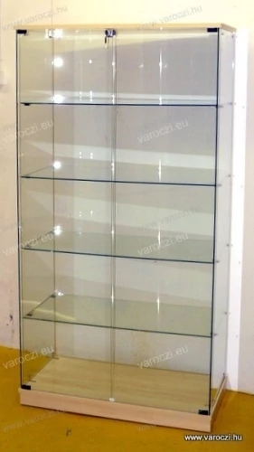 Nyílóajtós, keret nélküli, álló vitrin EDZETT ÜVEGBŐL, 932 mm JUHAR