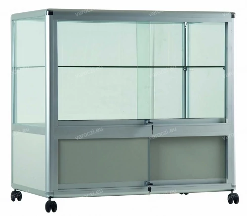 Alumínium keretes, gurulós és tárolós PULTVITRIN, 1000x500x1000 mm, lábazattal vagy kerékkel
