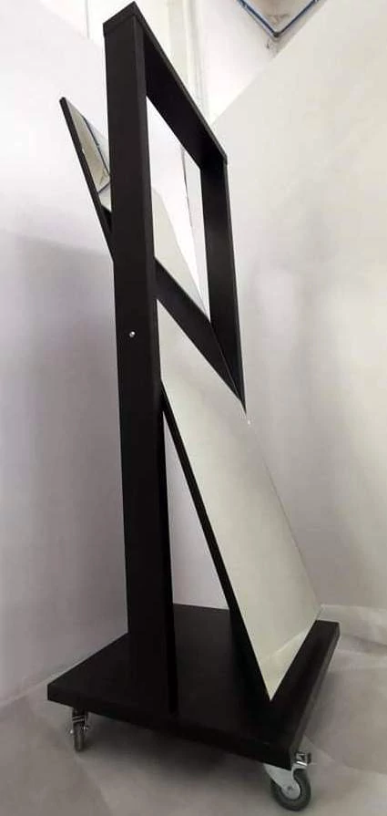 Saját lábon álló, gurulós tükör,FEKETE fa kerettel, 1800 x 600 mm