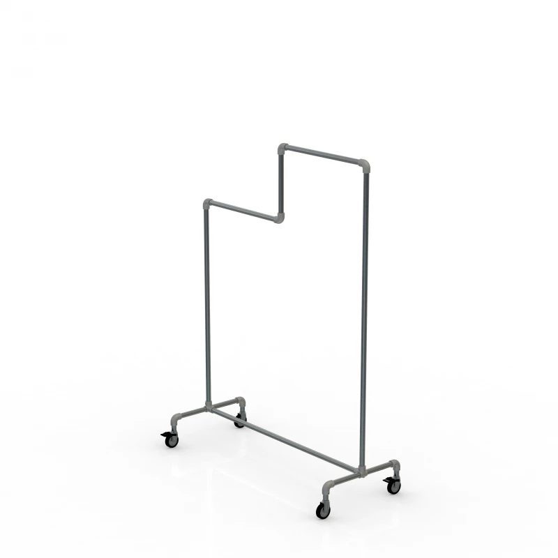 Ruhatartó állvány, FIX, 120 cm széles, 160 cm magas, 200 mm szinteltolással, 80 mm-es GUMIKERÉKKEL, rendelésre 4-6 hét