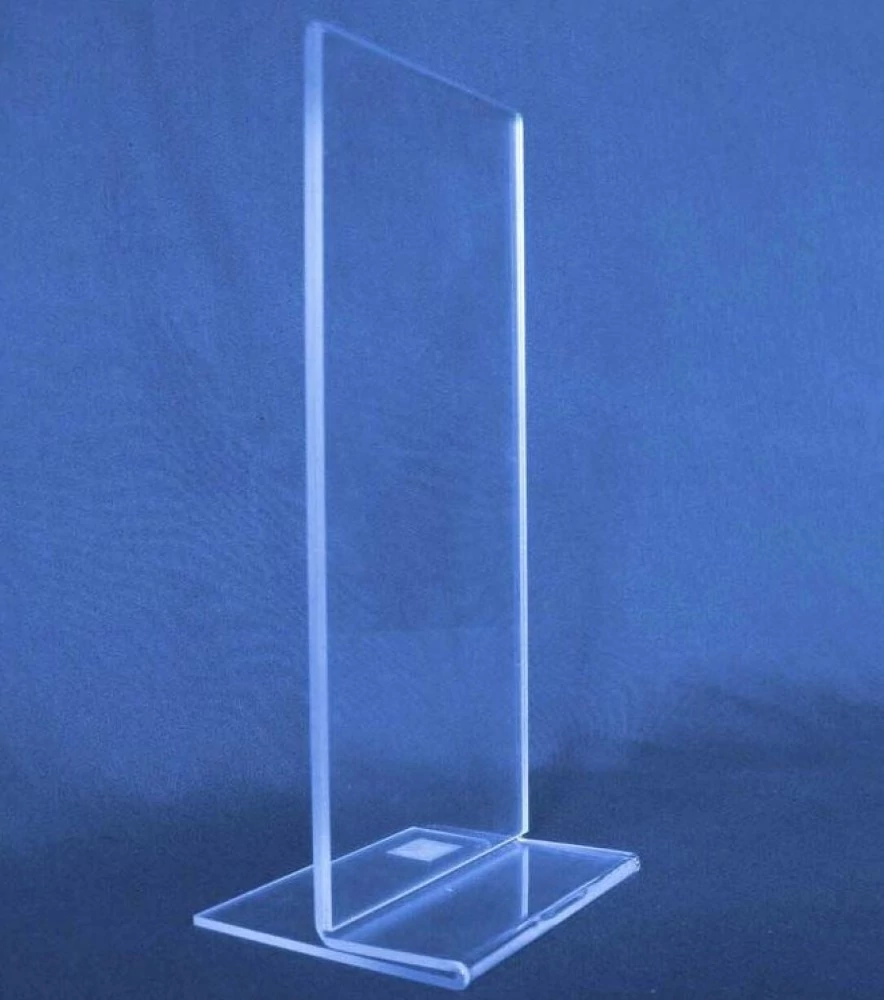 Laptok / menütartó, asztali, plexi,100 x 210 mm, hajlított T talp, CSAK RENDELÉSRE, beszerzési idő: 1-2 hét