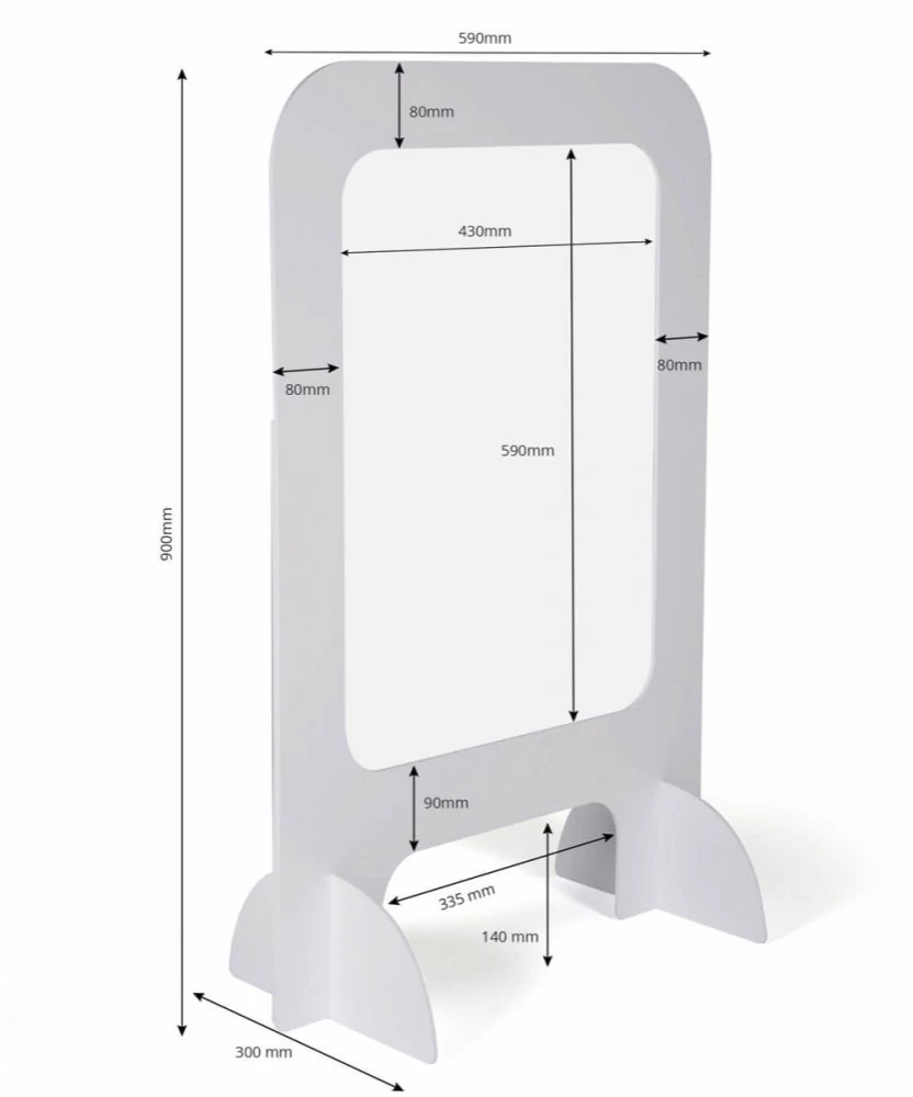 Pultra helyezhető védőfal, asztali, 900 x 590 mm, CSAK RENDELÉSRE, beszerzési idő: 1-2 hét